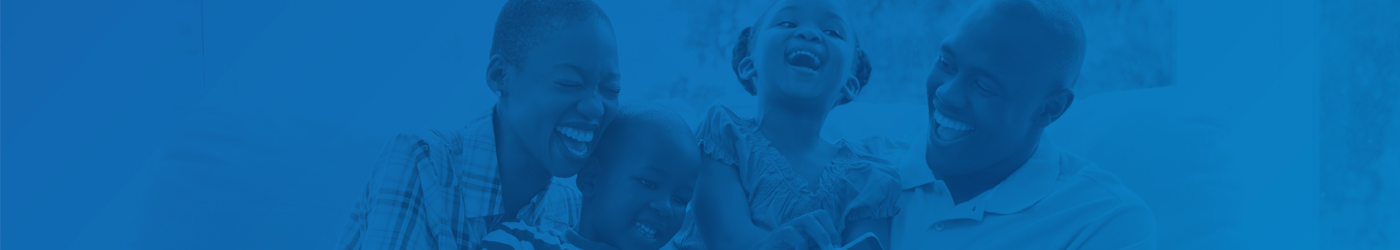 parents laughing with their daughter, blue filter